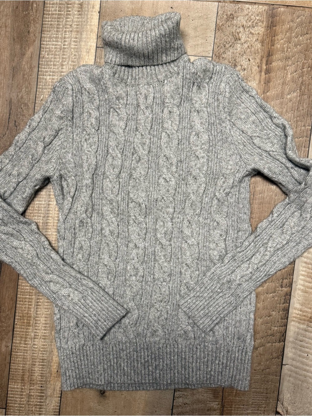 Express Heather Gray Cable Knit Turtleneck Sweater